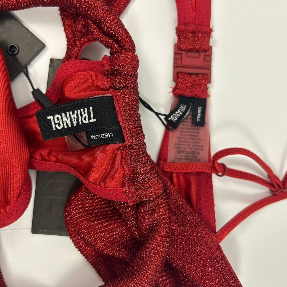 Triangl STELL Bikini - Red Sparkle Lurex - Top S, Bottom M - Picture 3 of 11